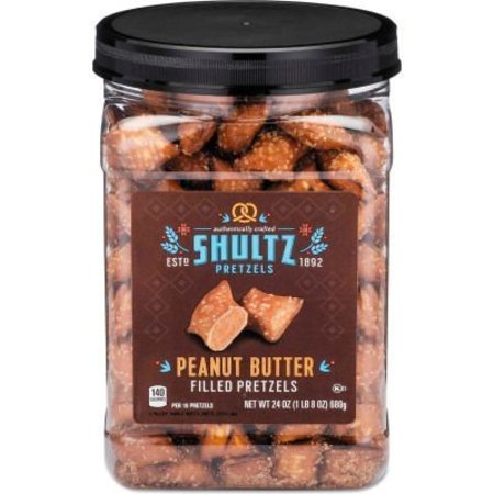 OFFICE SNAX. Shultz Pretzels, Peanut Butter, Tub, 24 oz 3598